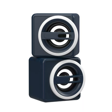 Compact Square Desktop Wired Speakers, Dual Unit Audio System With Aux And USB Connection For Workstations
