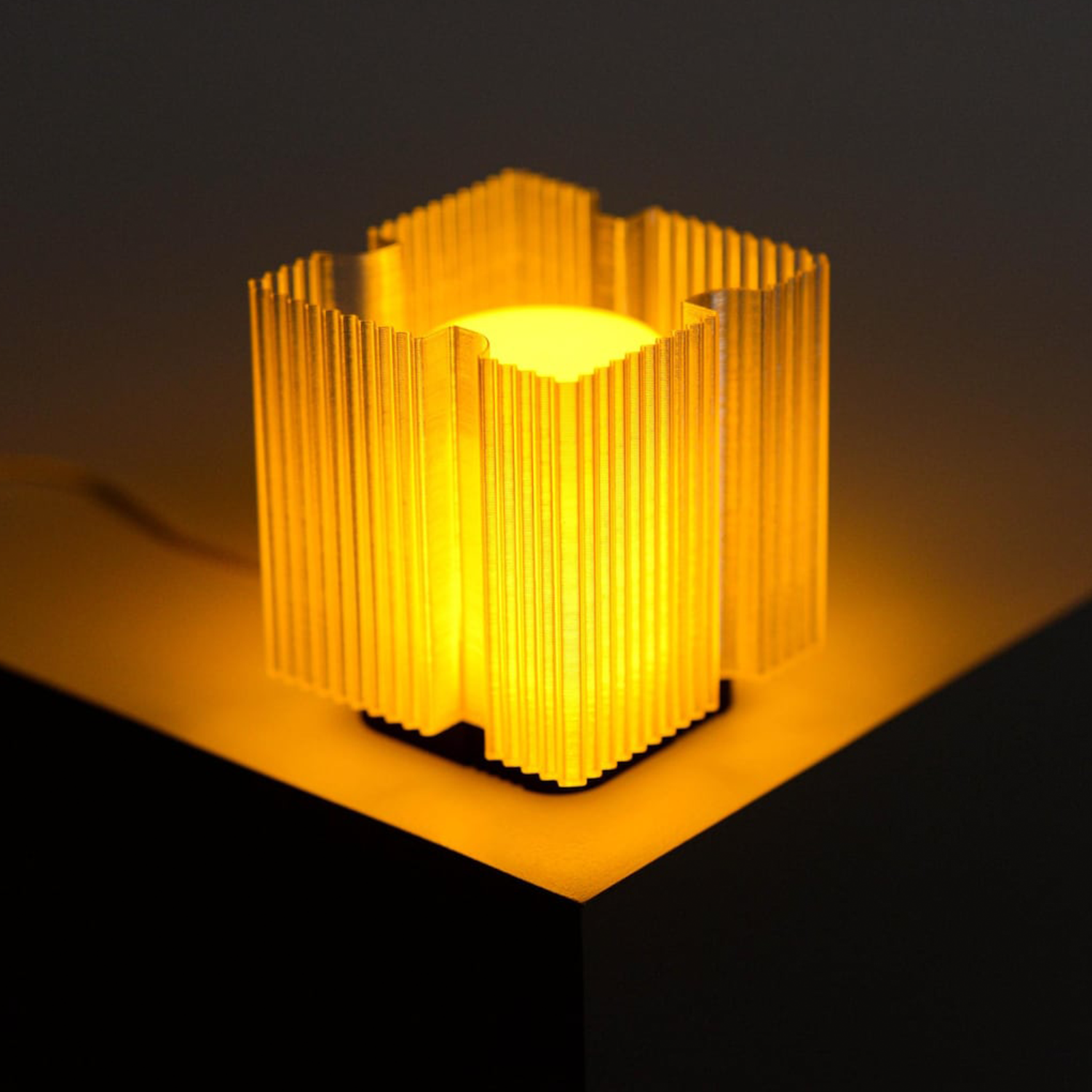 Geometric Fluted Cube Accent Lamp, Adjustable Mood Lighting, Contemporary Sculptural Table Light For Interior Styling