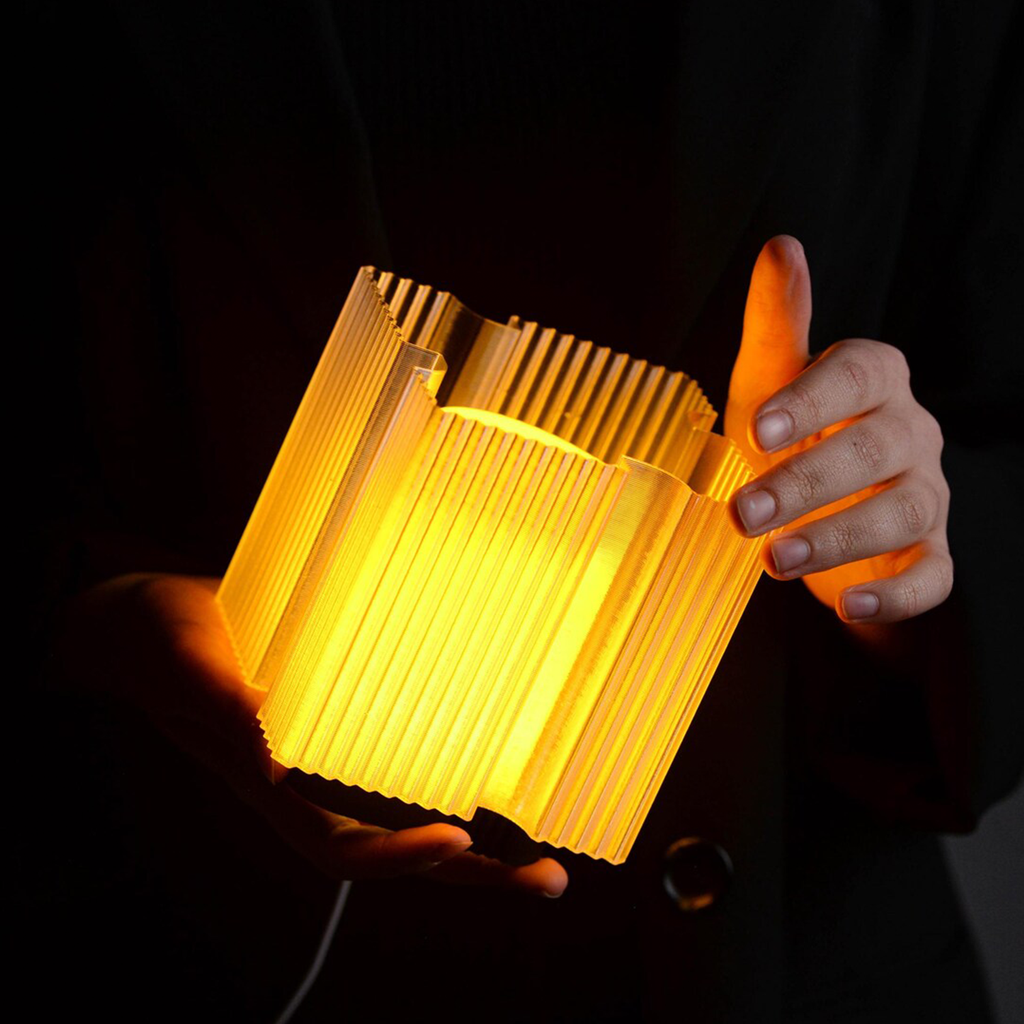 Geometric Fluted Cube Accent Lamp, Adjustable Mood Lighting, Contemporary Sculptural Table Light For Interior Styling
